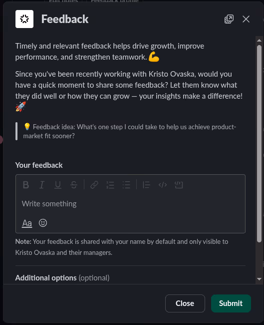 Automated feedback message in Slack