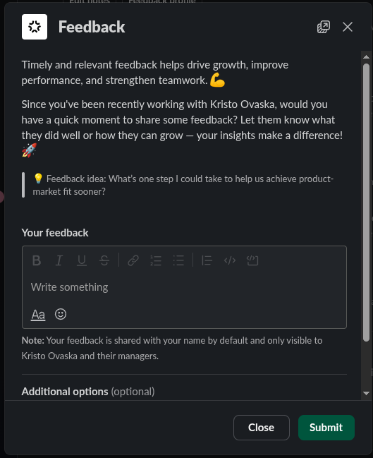 Automated feedback message in Slack
