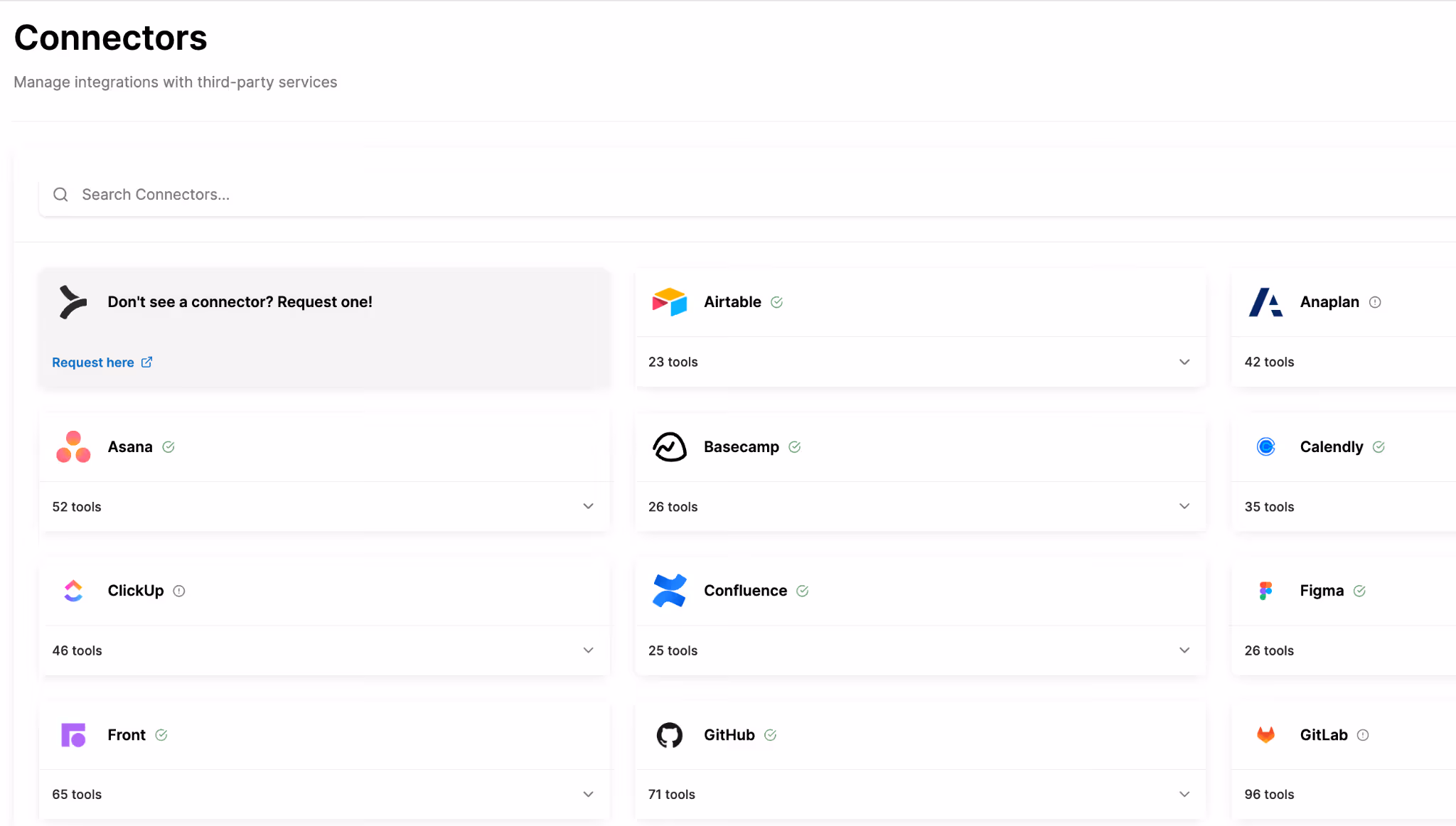 A screenshot of Merge Agent Handler's pre-built connectors