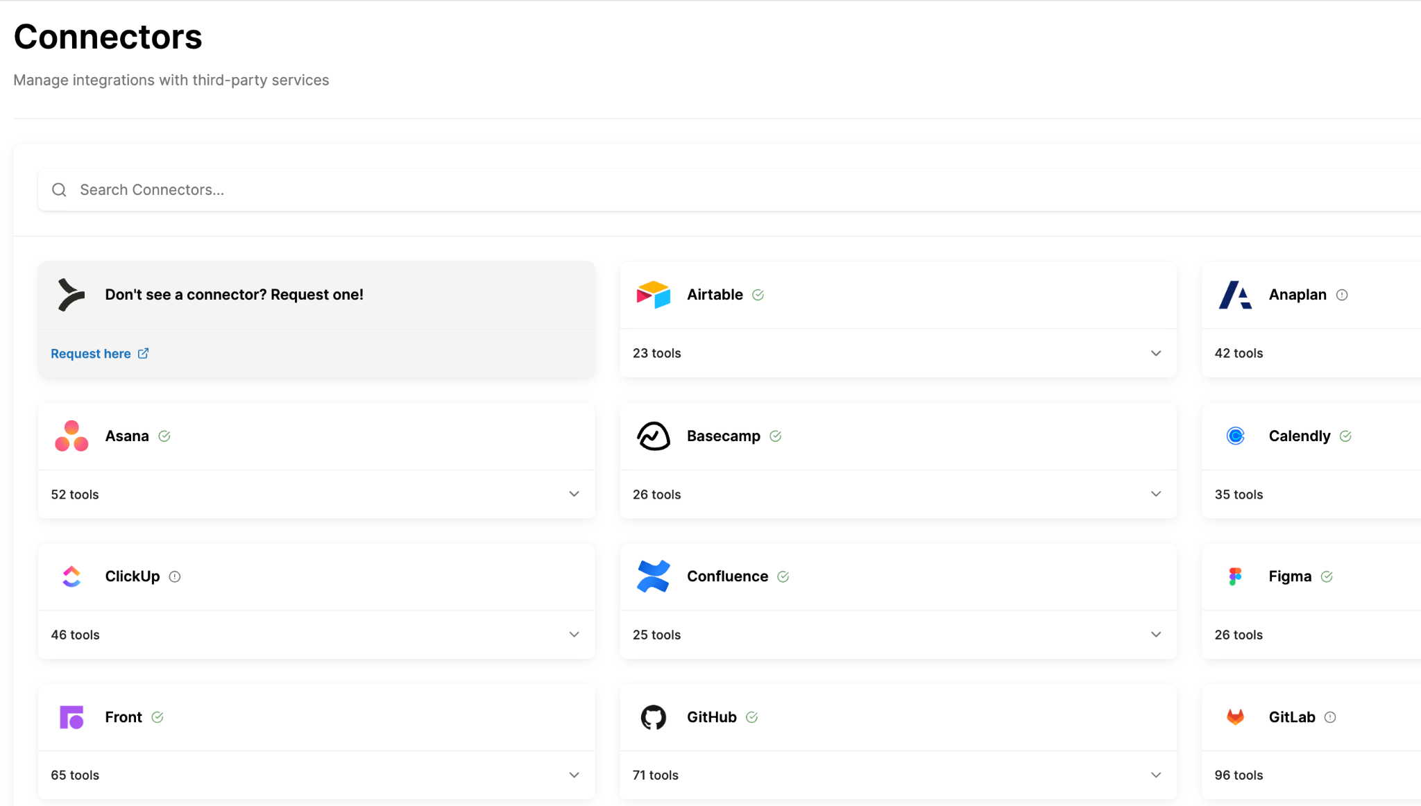 A screenshot of Merge Agent Handler's pre-built connectors