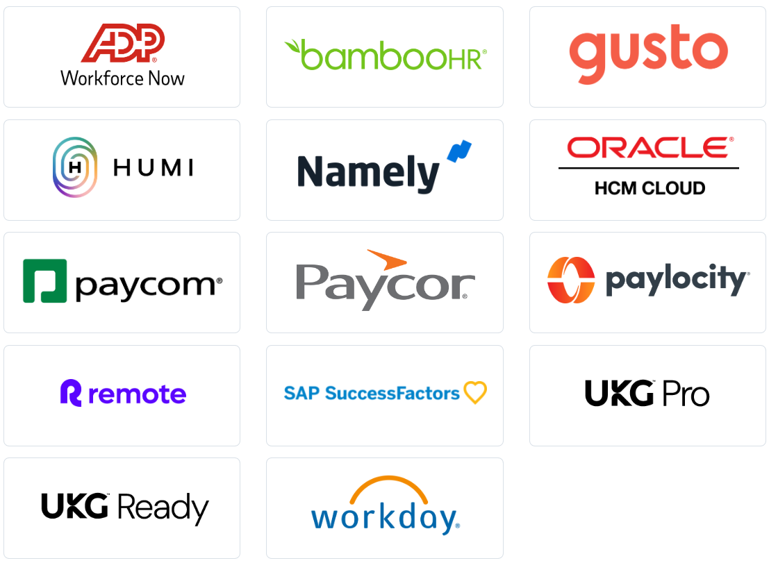 How Payscale's HRIS integrations appear for logged in users