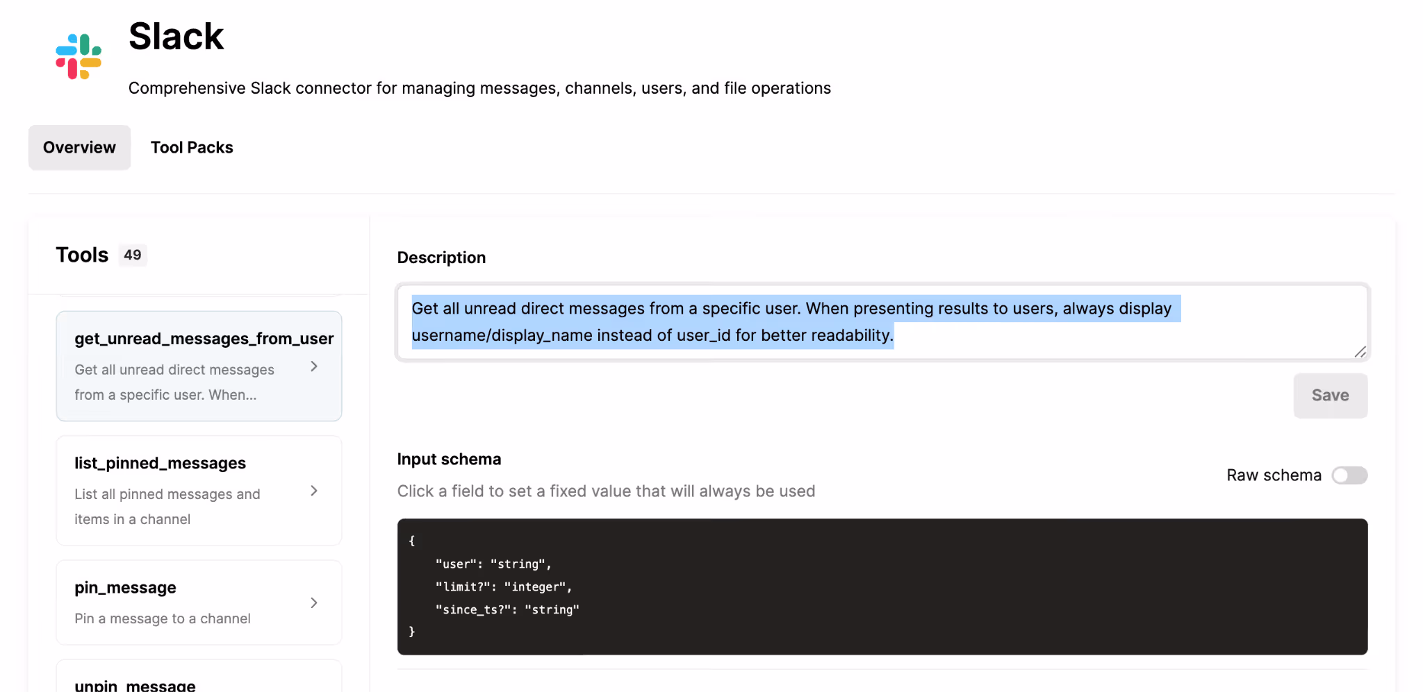 A snapshot of Merge Agent Handler's Slack connector