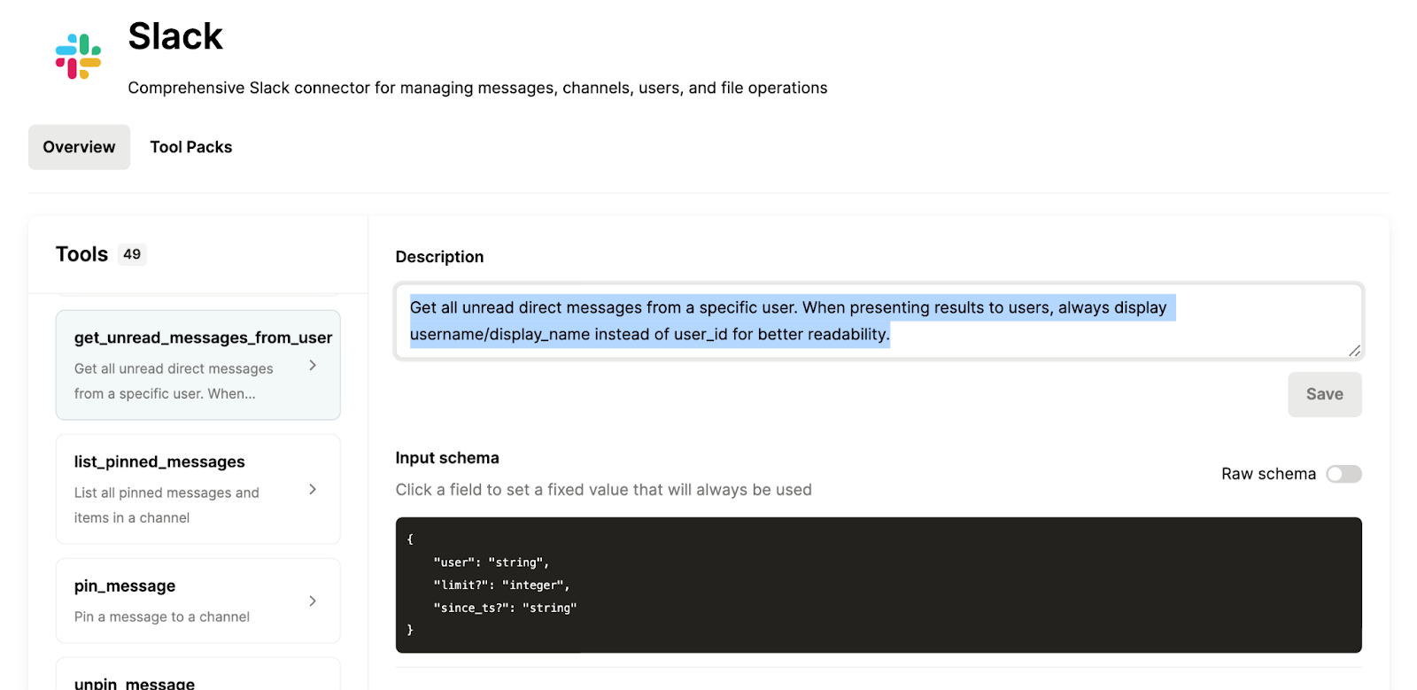 A snapshot of Merge Agent Handler's Slack connector