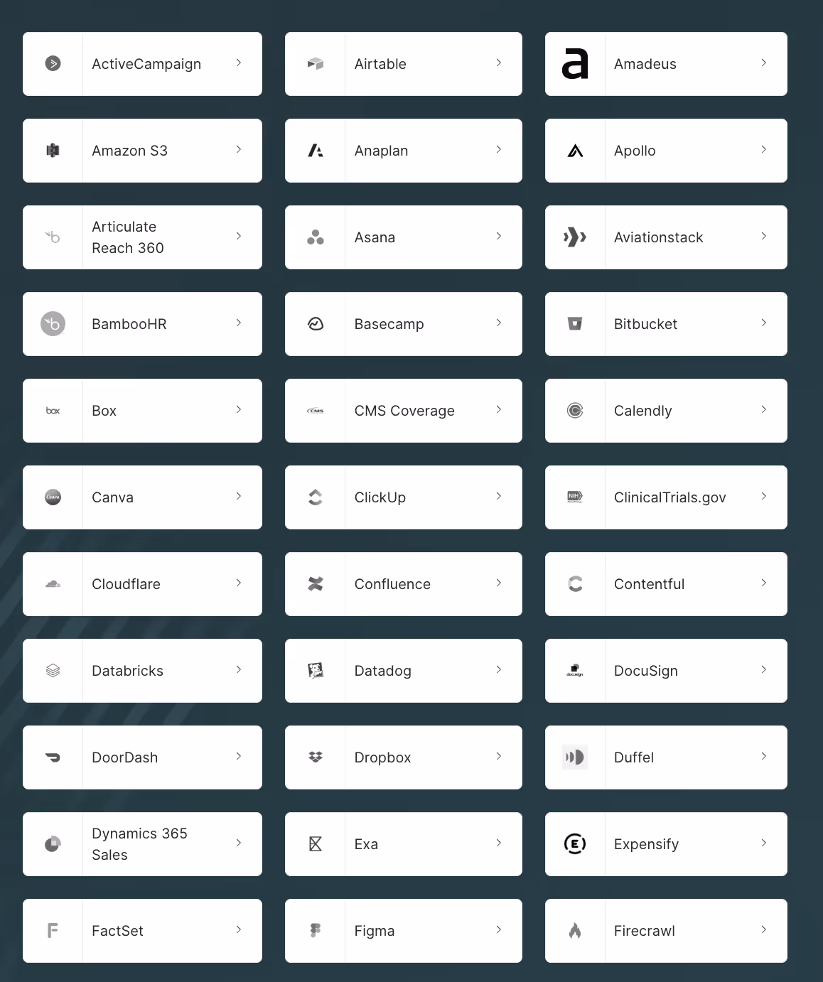 A snapshot of Merge Agent Handler's MCP servers