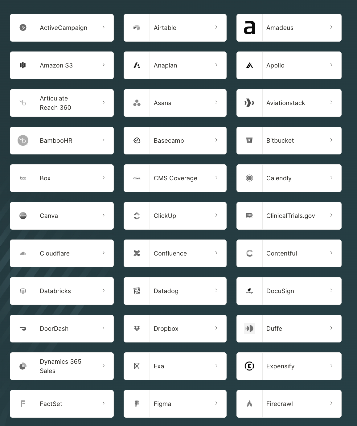 A snapshot of Merge Agent Handler's MCP servers