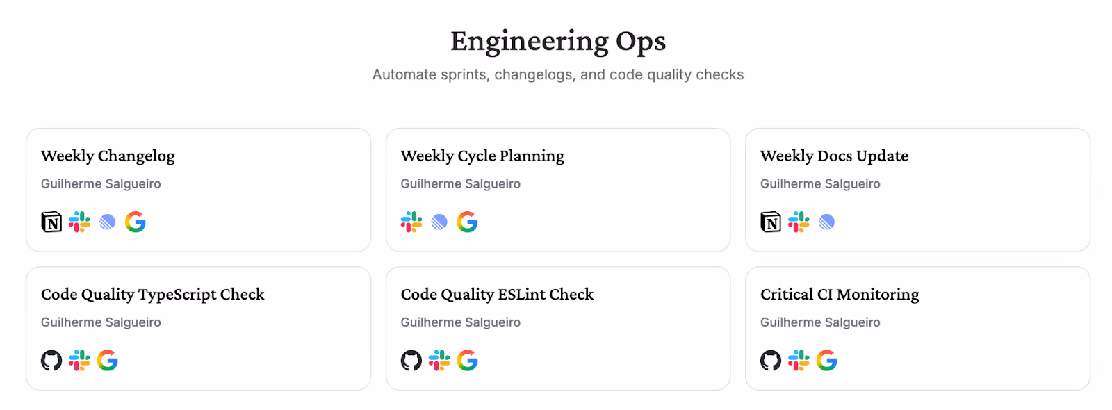 A snapshot of Composio’s templates for engineering ops
