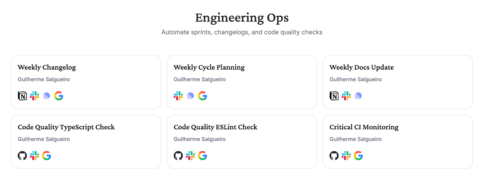 A snapshot of Composio’s templates for engineering ops