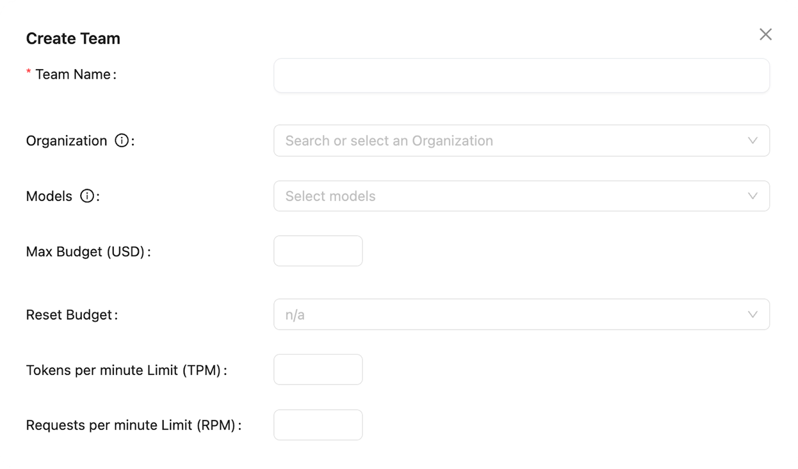How LiteLLM lets you set budgets/usage limits for a given team
