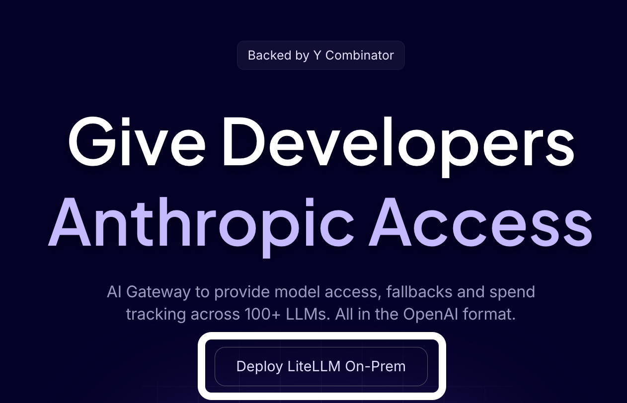 LiteLLM promotes their on-prem offering at the top of their homepage