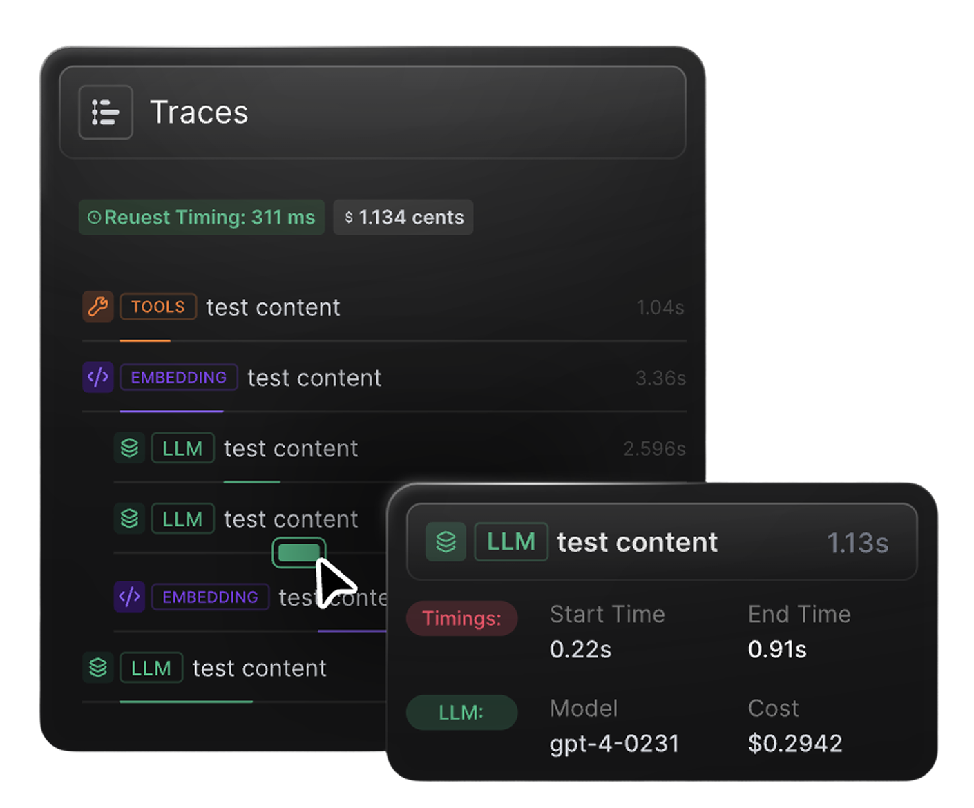Snapshot of Portkey's traces