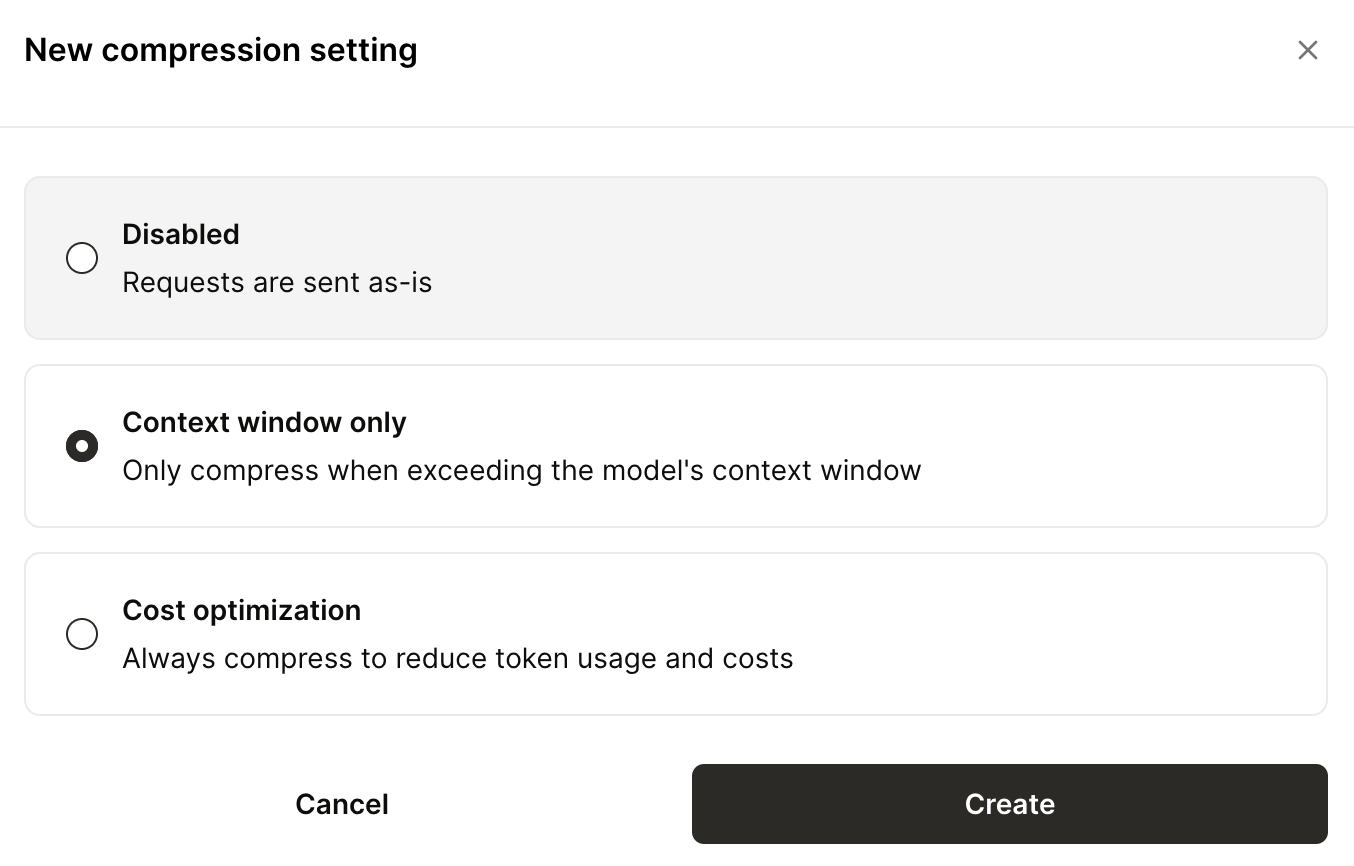 How to manage context compression on Merge Gateway