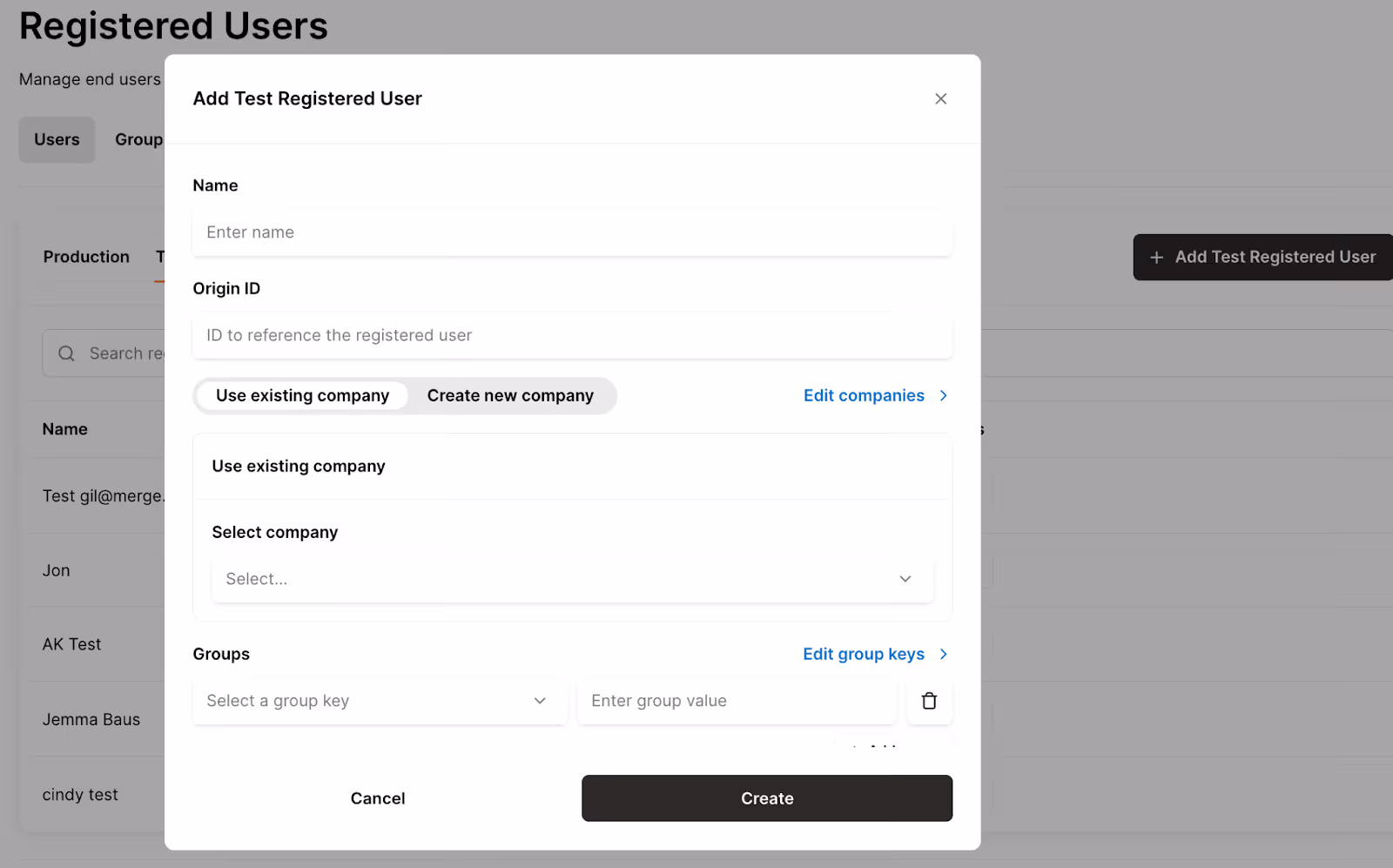 Adding a Registered user
