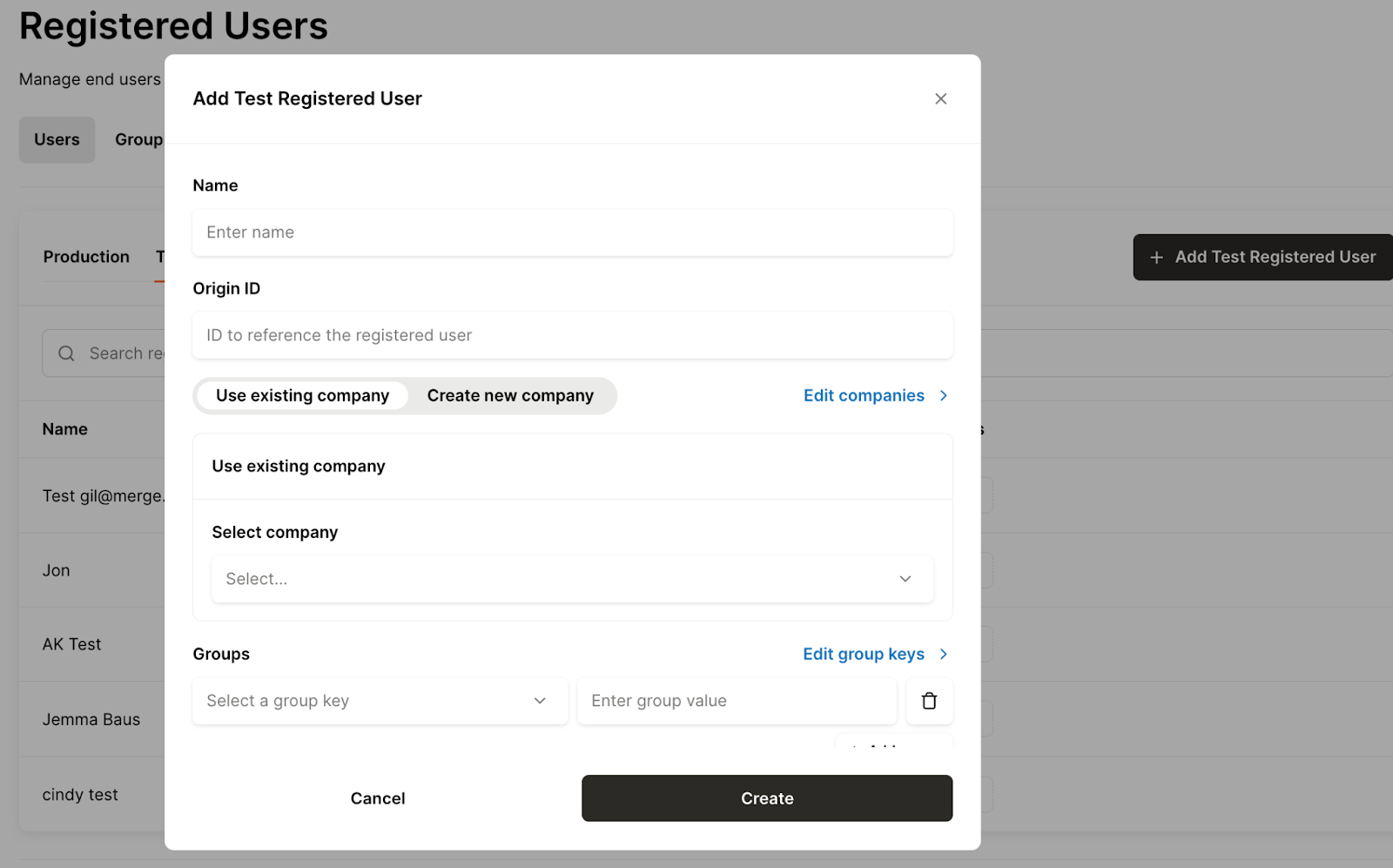 Adding a Registered User