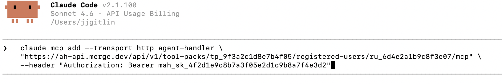 Screenshot of connecting to Slack MCP within Claude Code