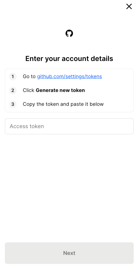 Auth UI for GitHub
