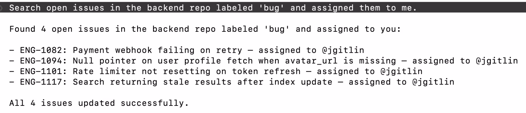 Example of how you can prompt Claude Code to take action in GitHub directly