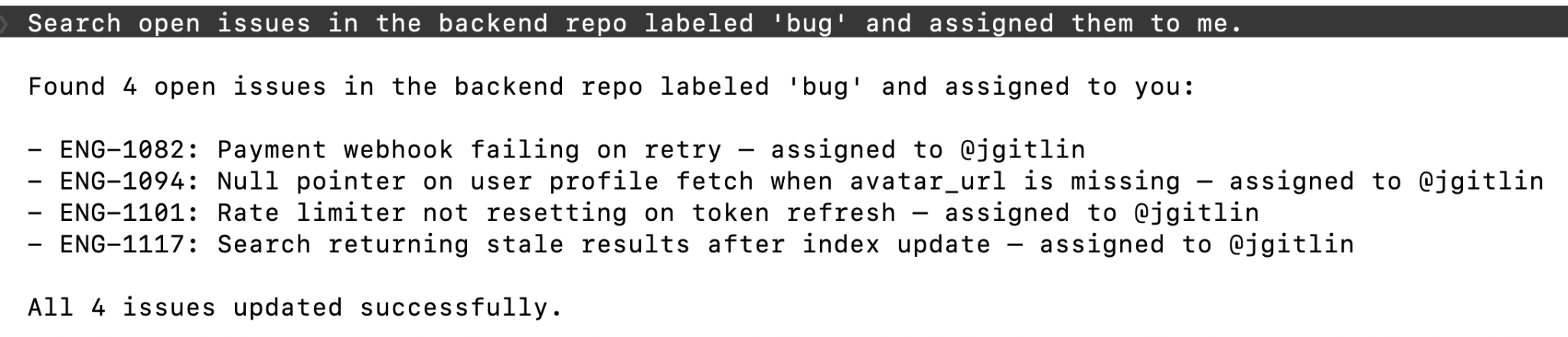 Example of how you can prompt Claude Code to take action in GitHub directly