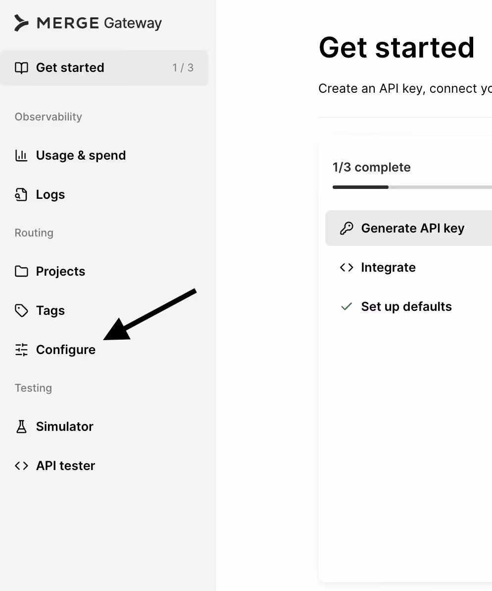Merge Gateway's Configure tab