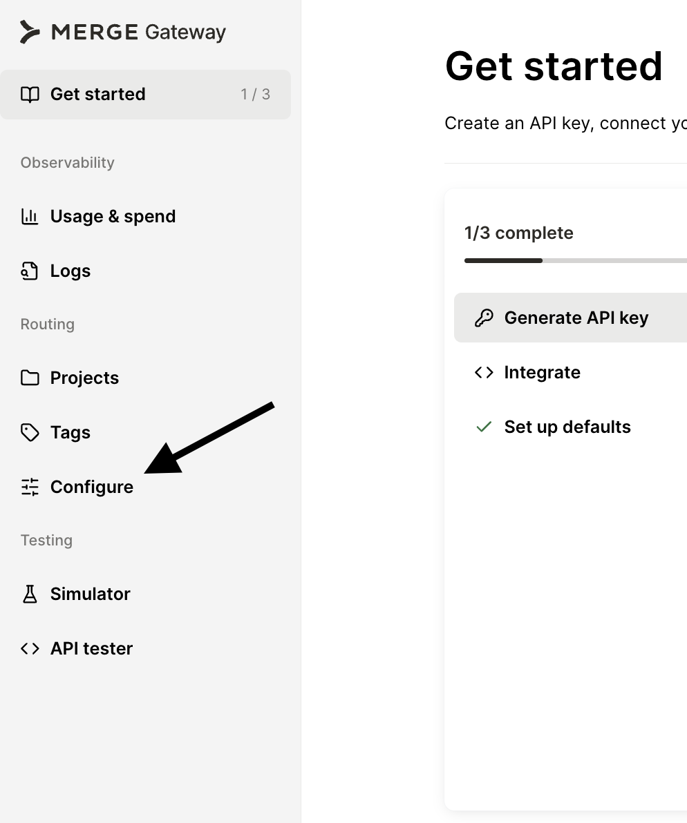 Merge Gateway's Configure tab