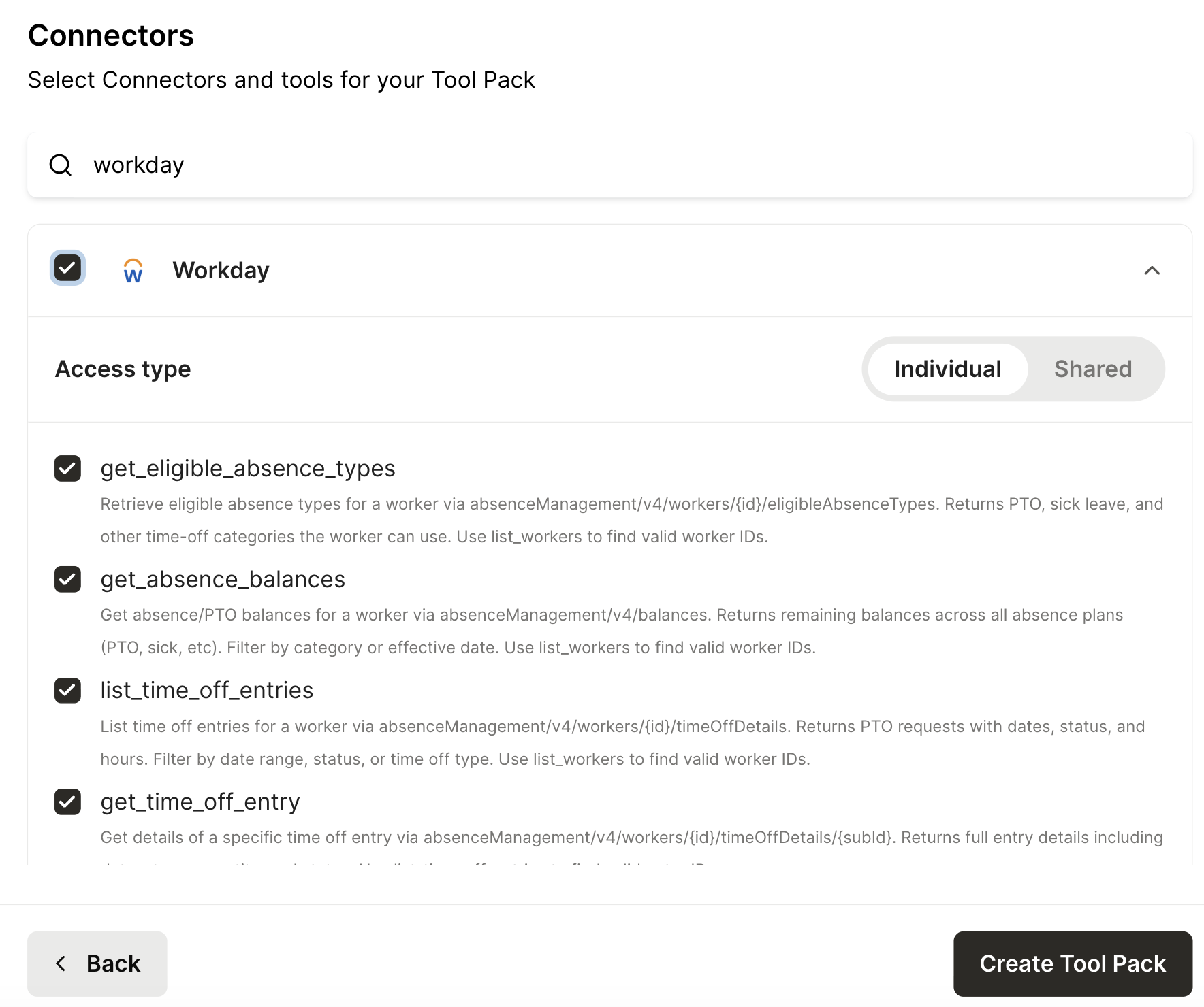 Adding the Workday connector to a Tool Pack