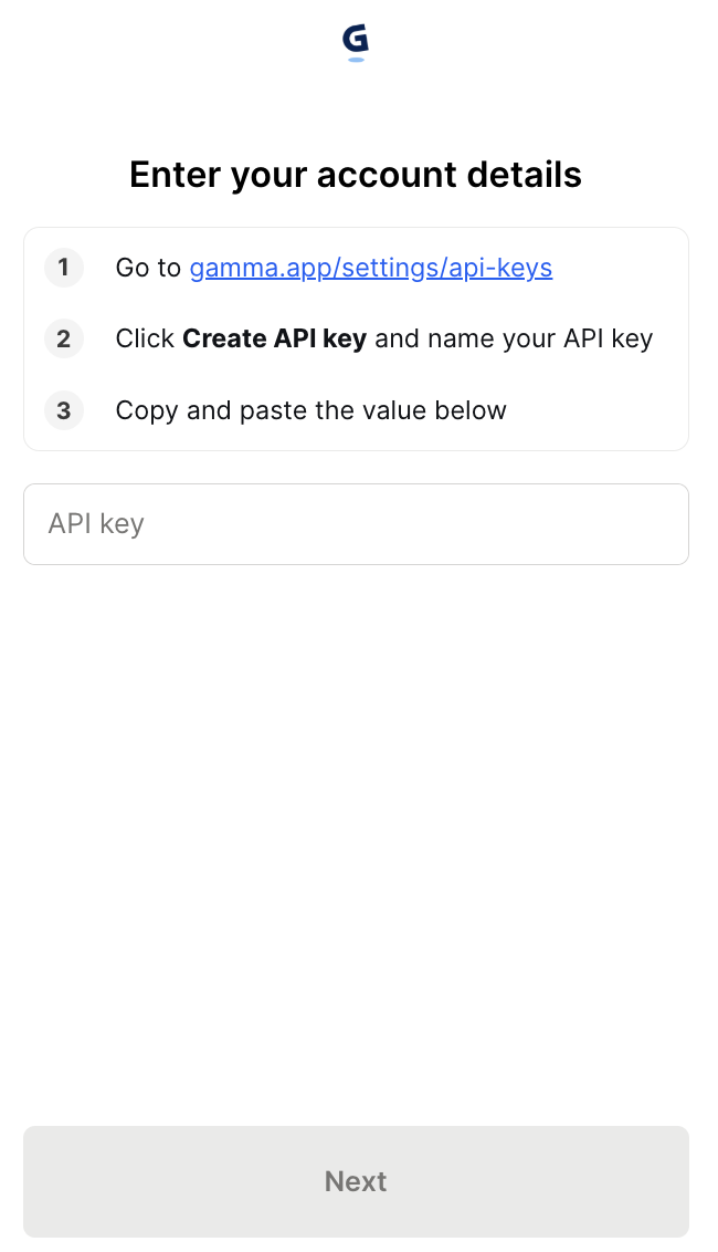 How to authenticate Gamma