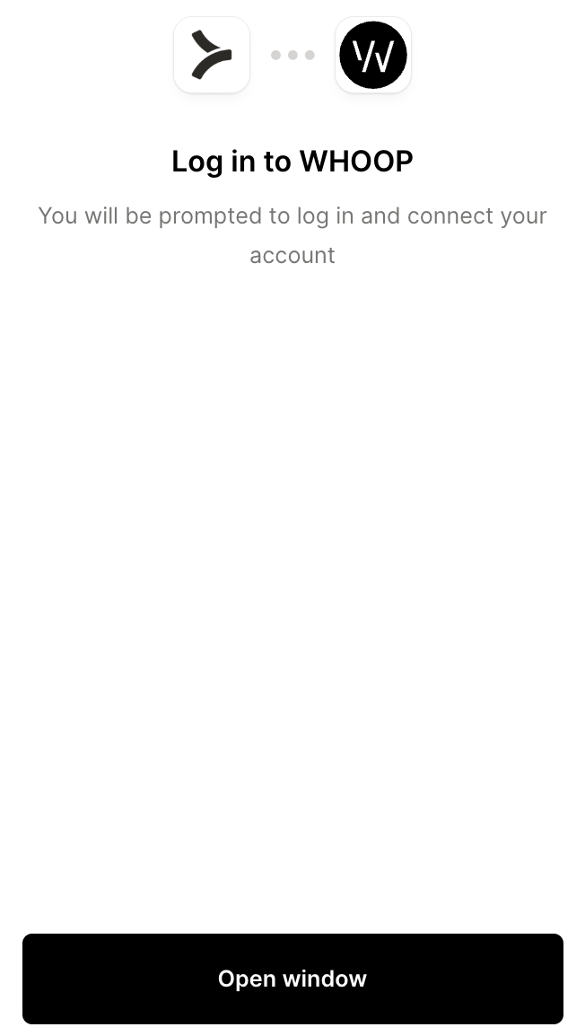 WHOOP auth UI