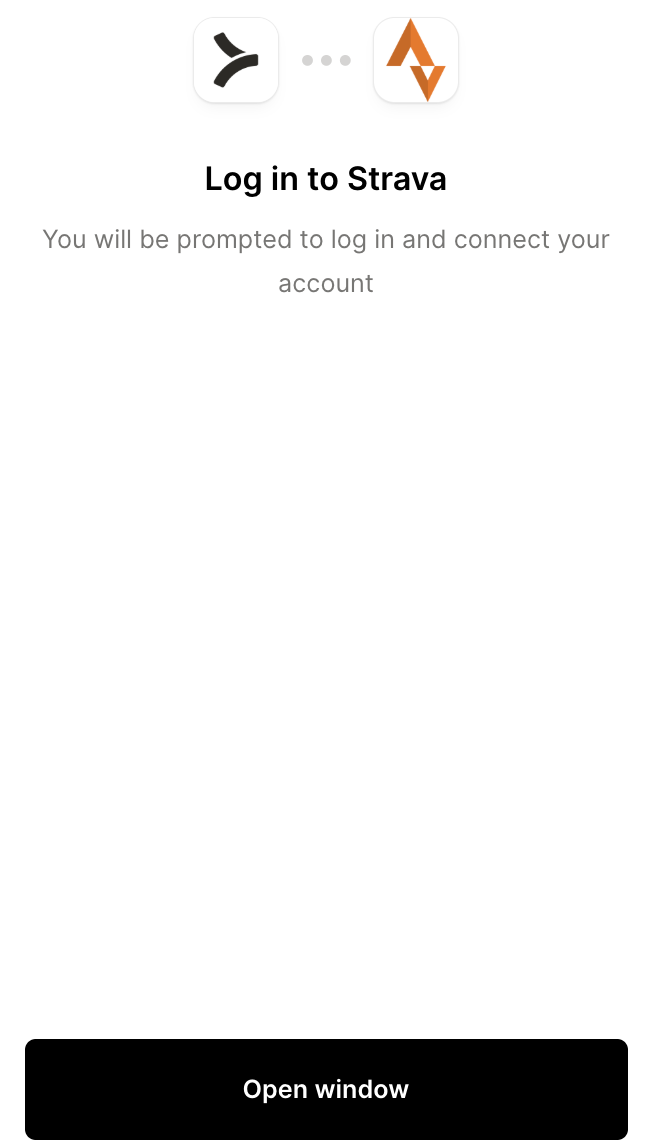 Strava auth UI