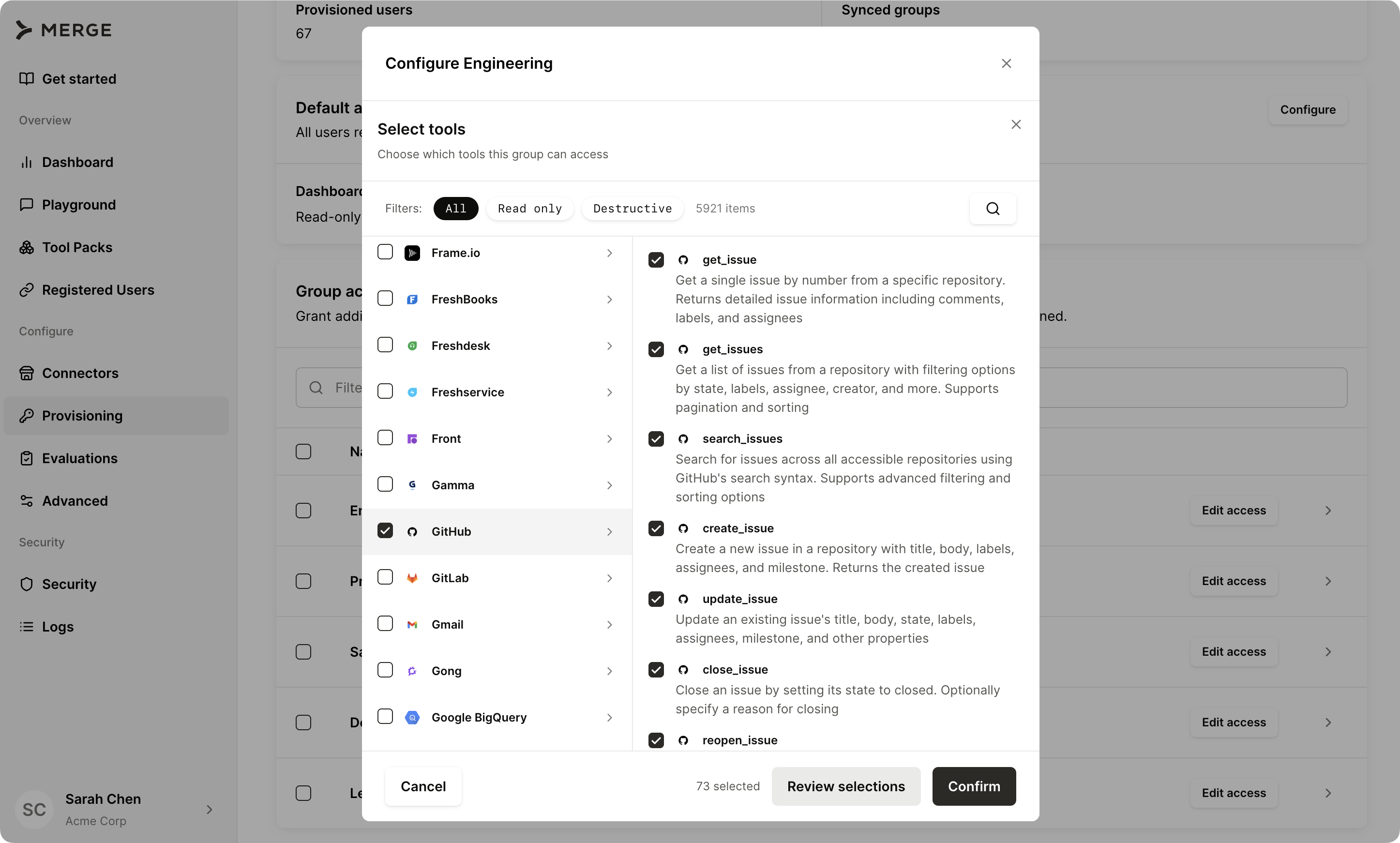 Tool selector for SCIM