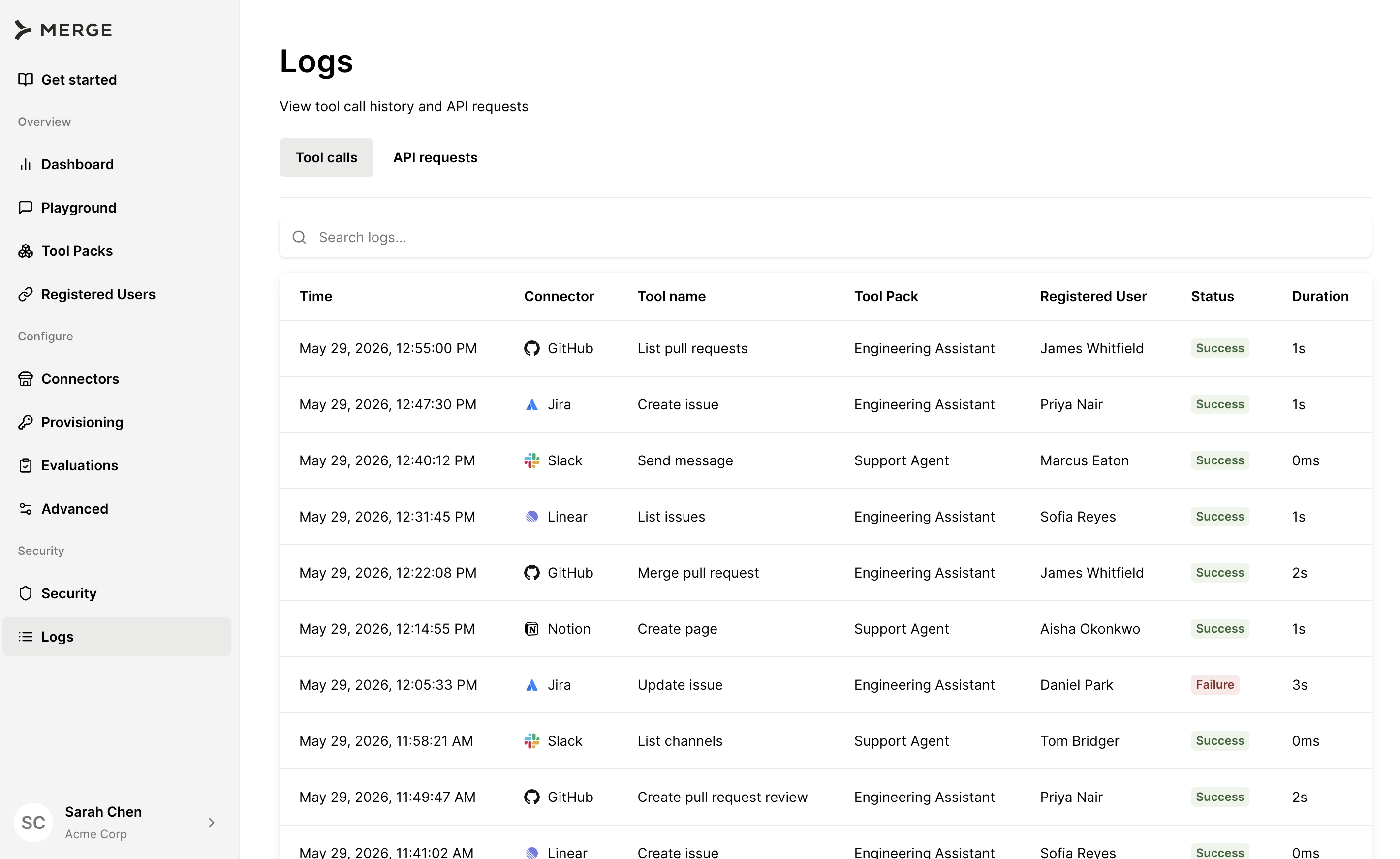 Logs for Agent Handler for Employees
