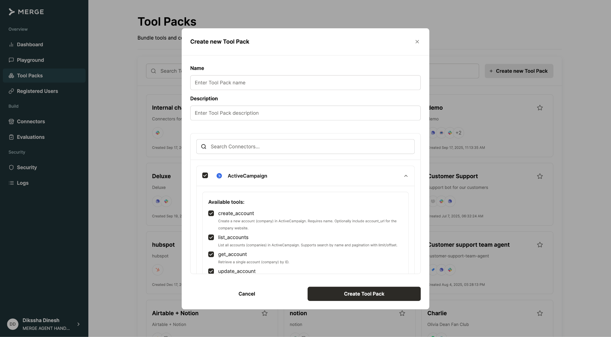 Tool Pack selector UX from Claude Code