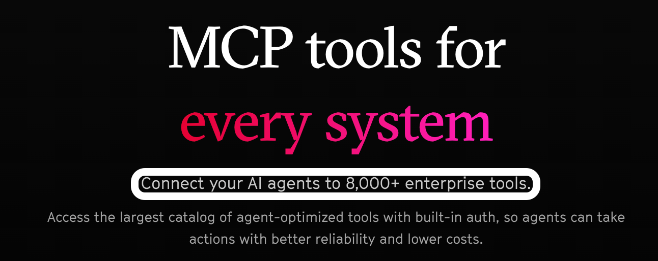 Arcade claims to support 8,000+ tools