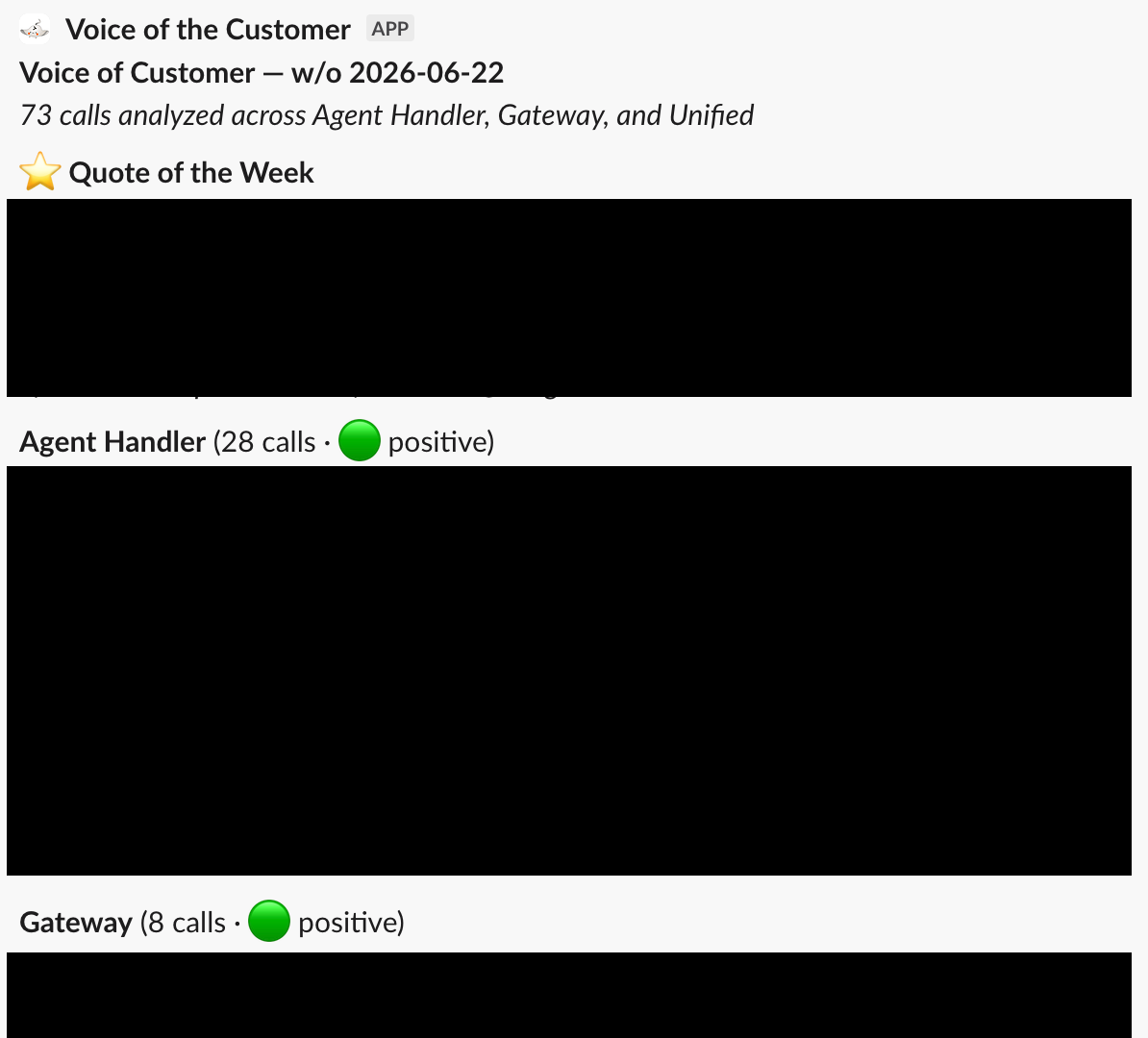 Voice of the Customer app message