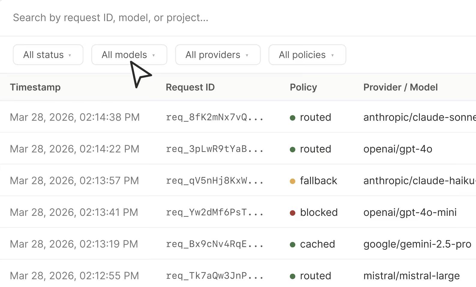 How Merge Gateway lets you filter requests by ID, provider, date, and more to easily identify and debug issues
