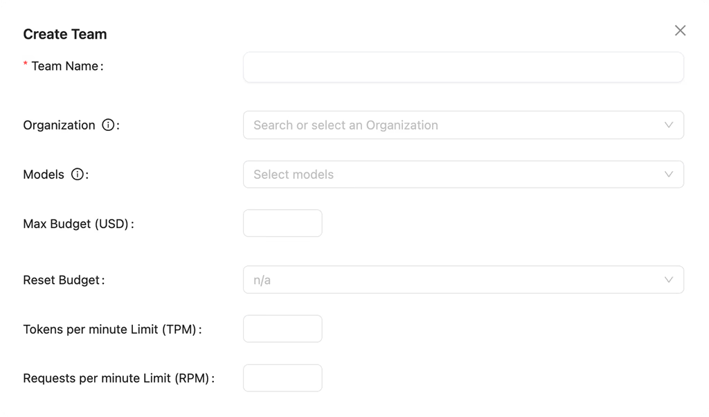 How LiteLLM lets you create teams and assign them access to specific models with defined budgets, token limits, and reset cycles