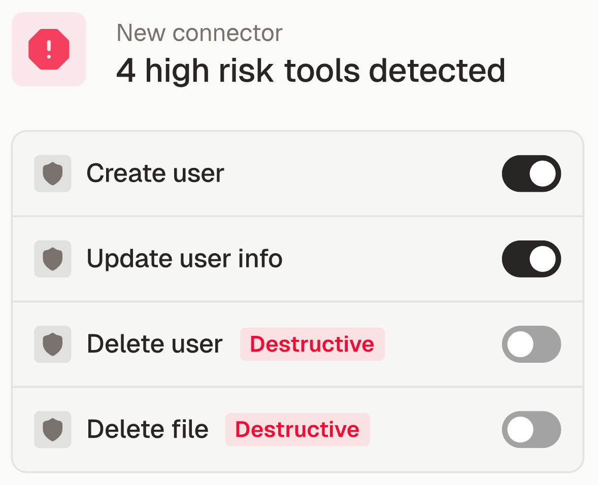 How Runlayer can proactively spot high-risk tools for a given connector