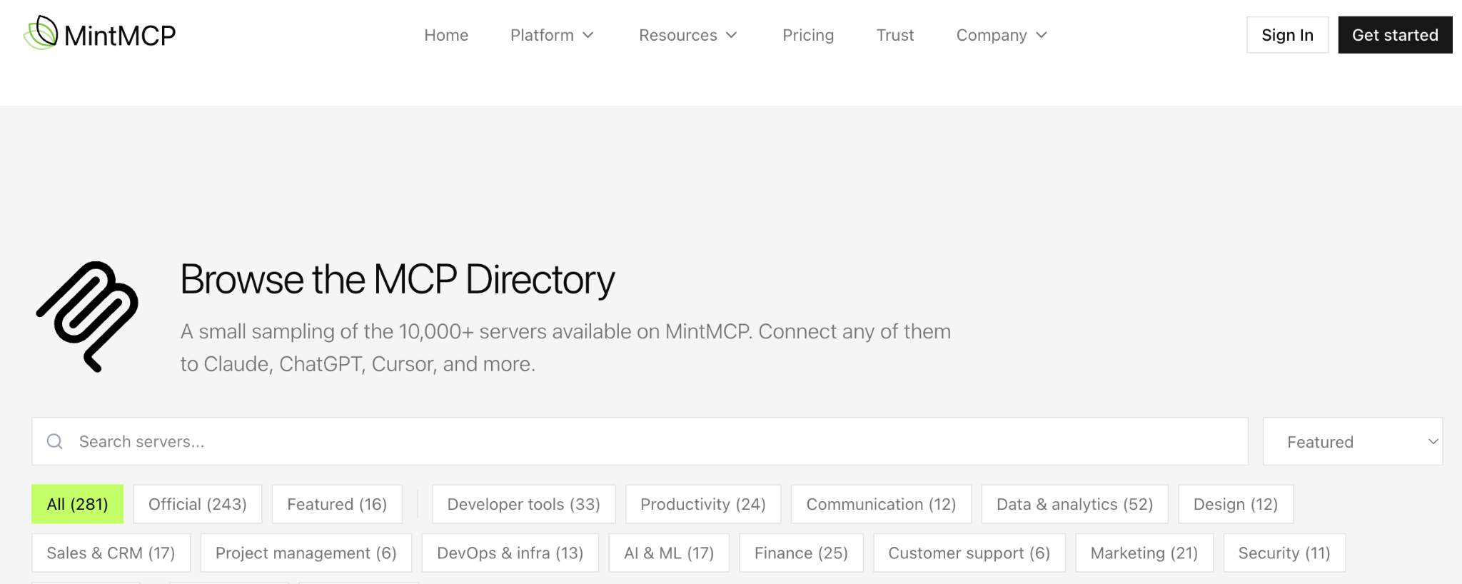 MintMCP lets you add any public MCP server