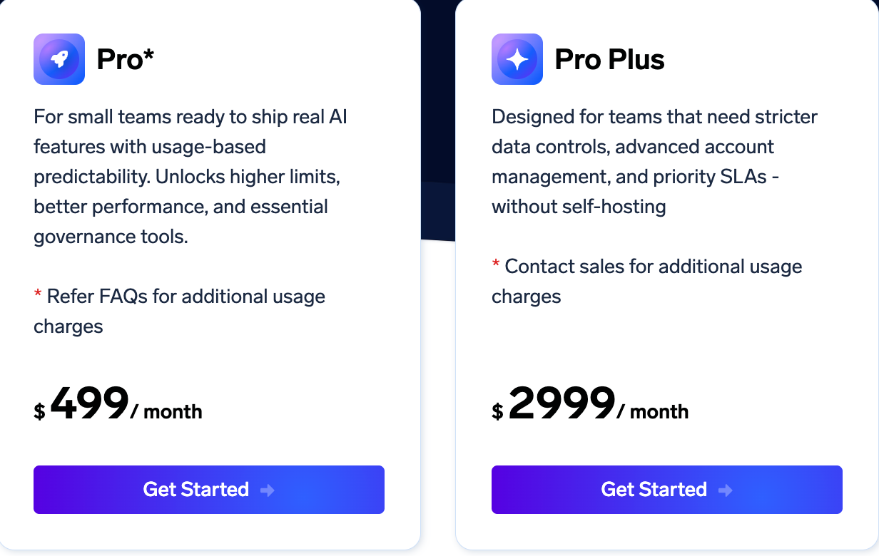 Pricing jump for TrueFoundry's Pro and Pro Plus plans