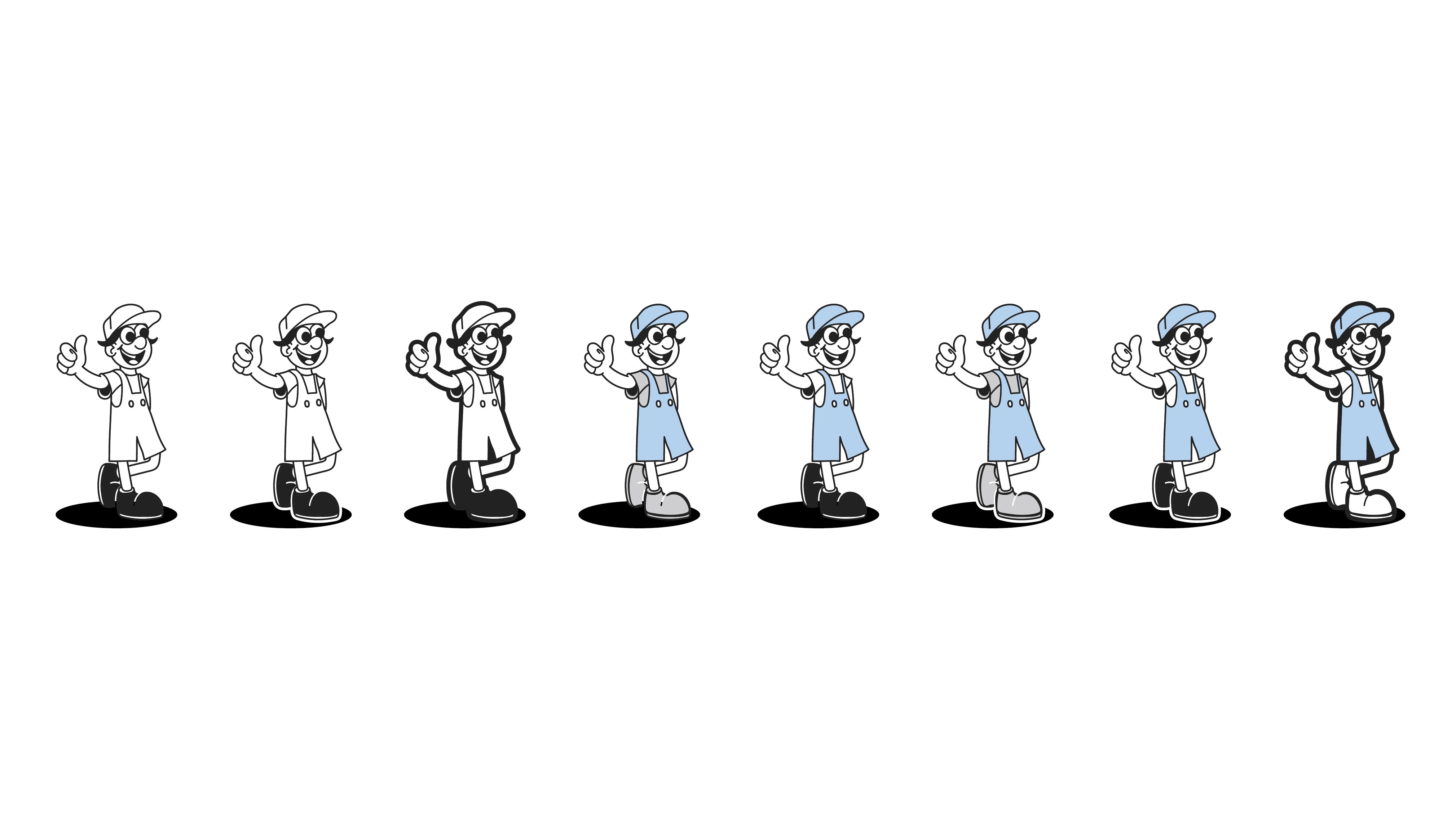 Horizon Clair Mascot in all its variations of stoke thickness and color