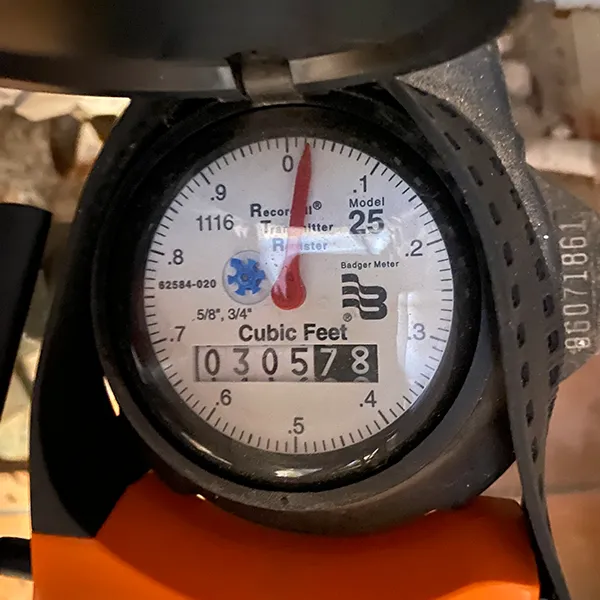 Clear photo of water meter face with no glare or visual obstructions