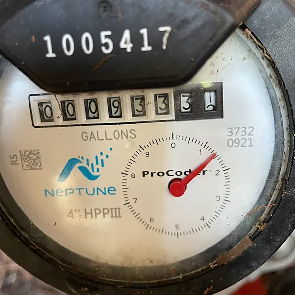 Clear photo of water meter face with no glare or visual obstructions