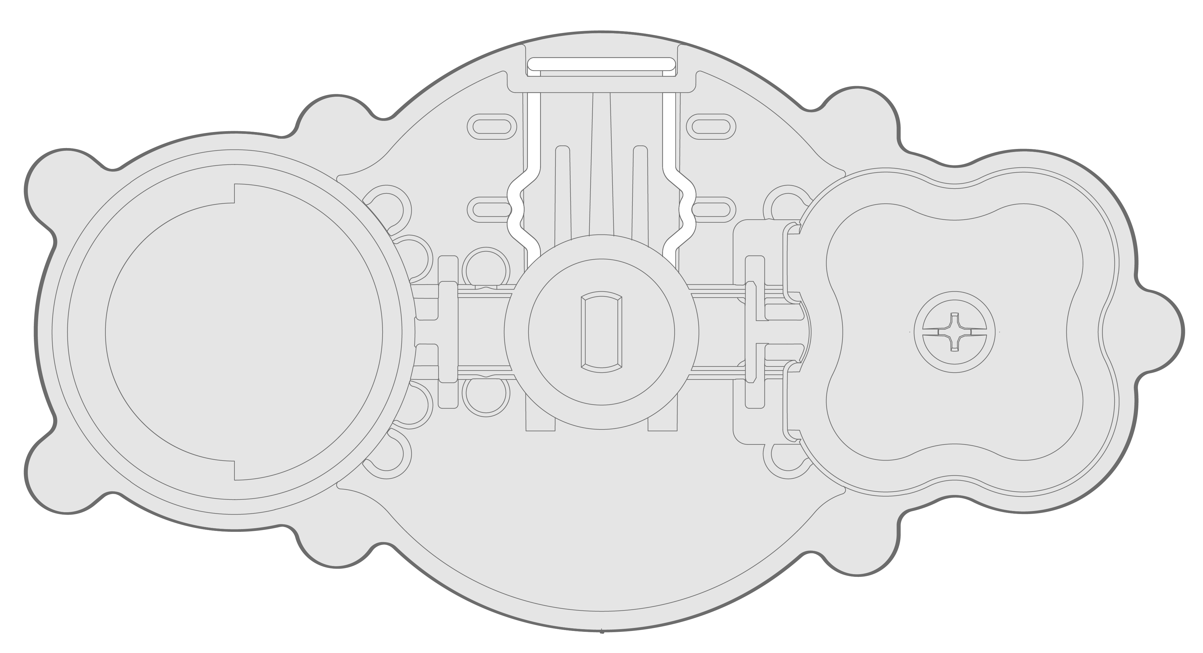 Sensor relay with arrow pointing to LED light on the top middle of device