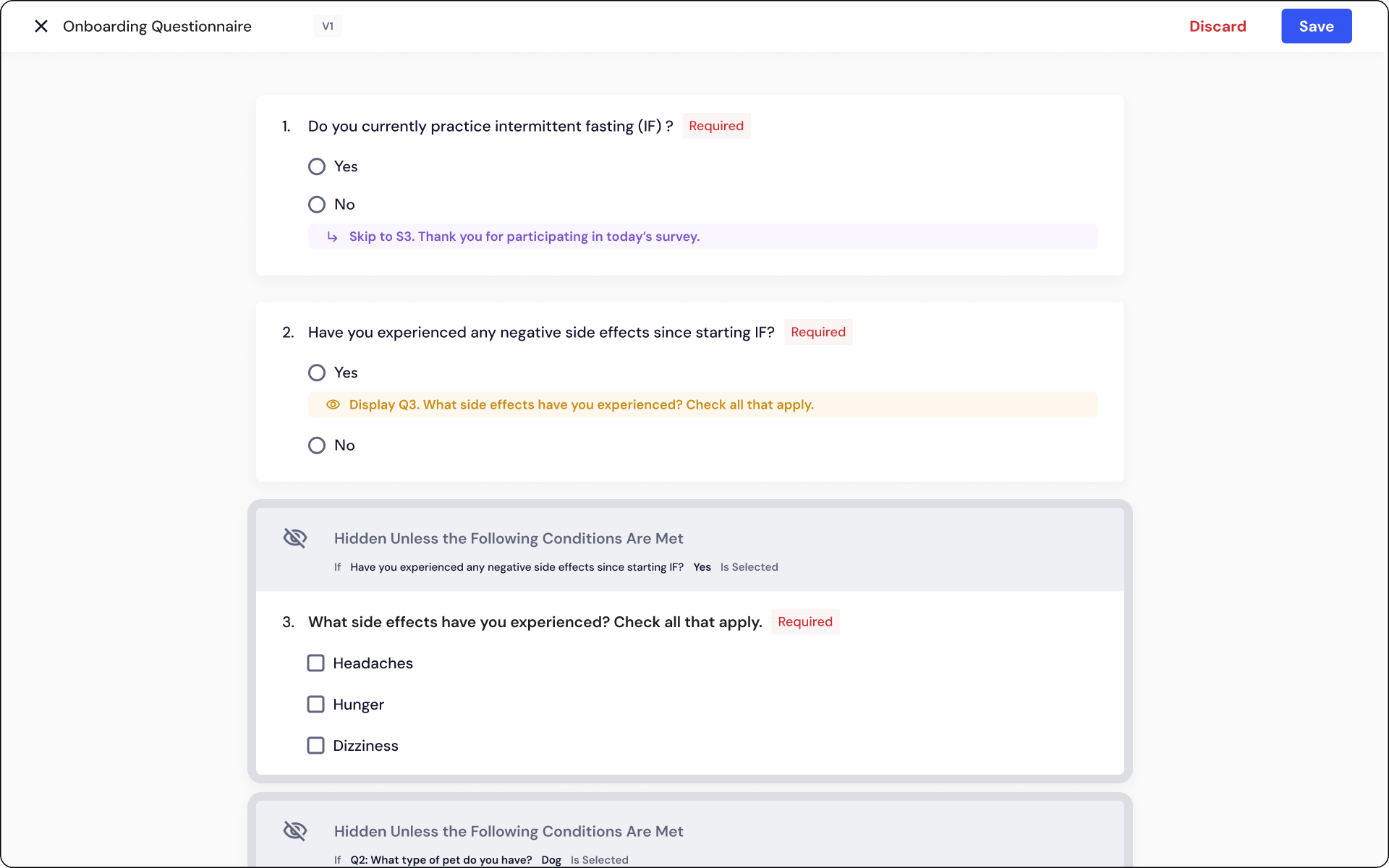 labfront skip and display logic