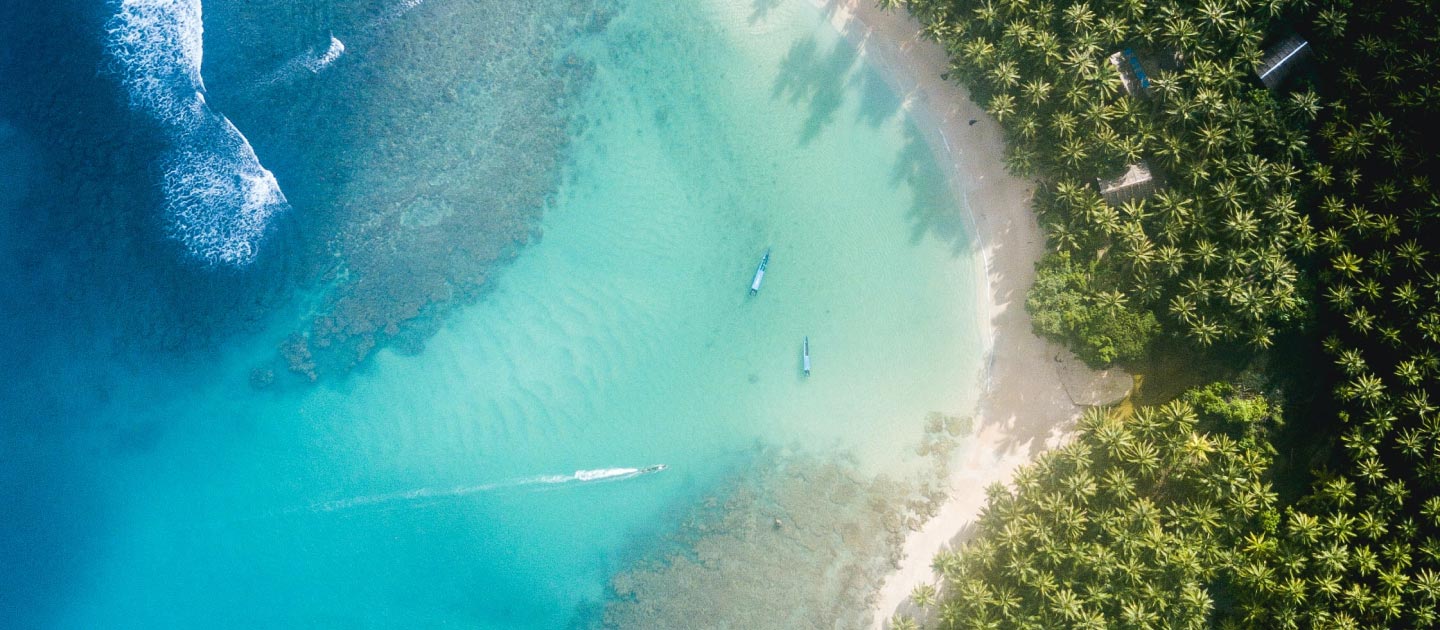 Clean litter free beach viewed from above