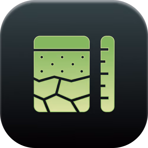 Soil core sample and measuring ruler icon