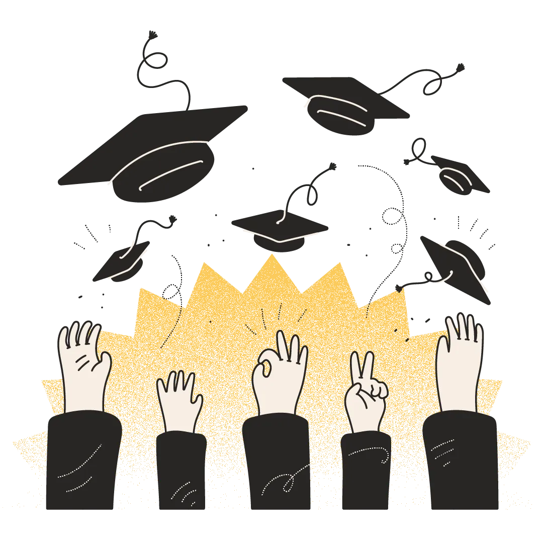 Illustration of people celebrating graduation