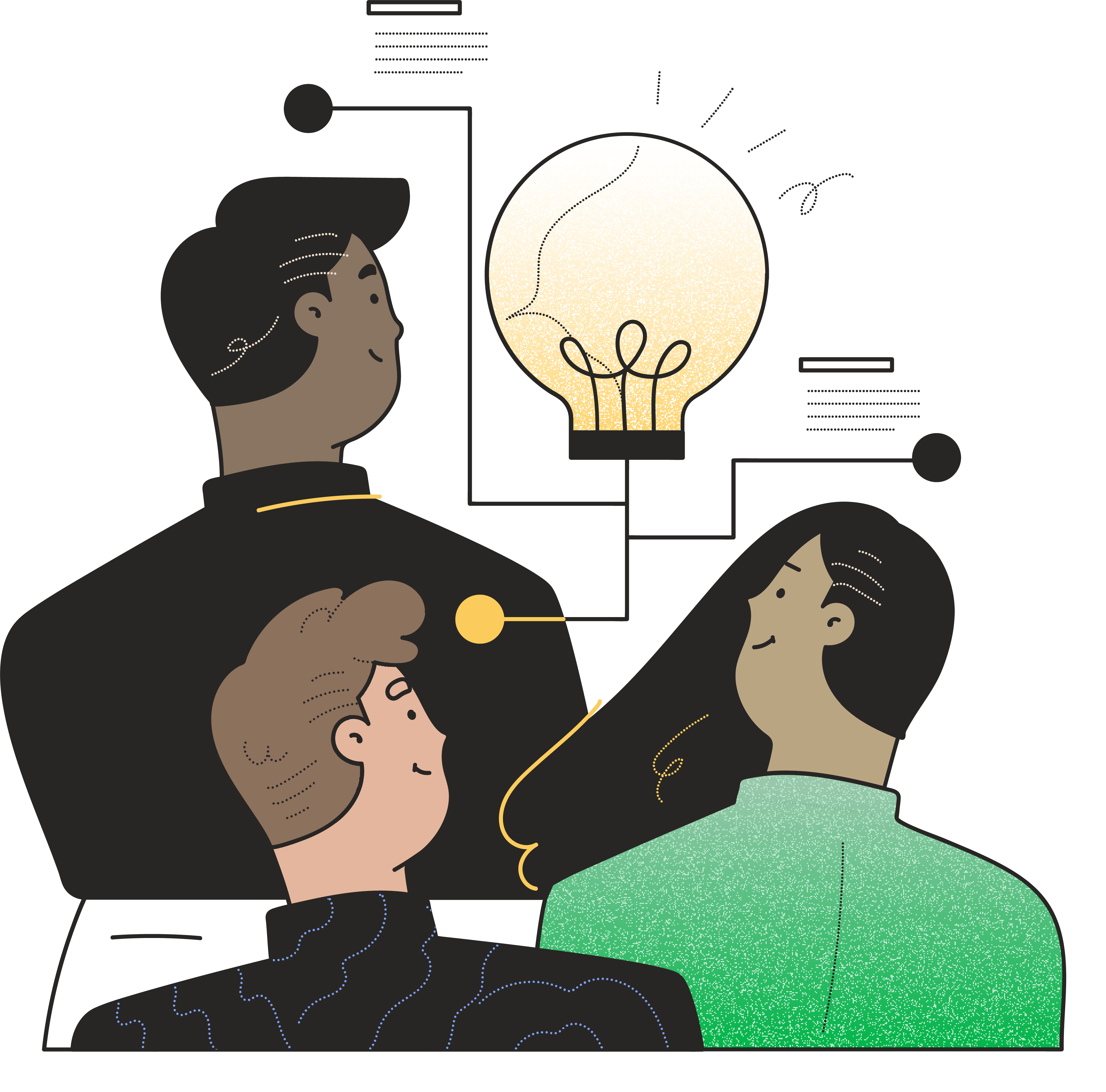 Illustration of people coming up with an idea