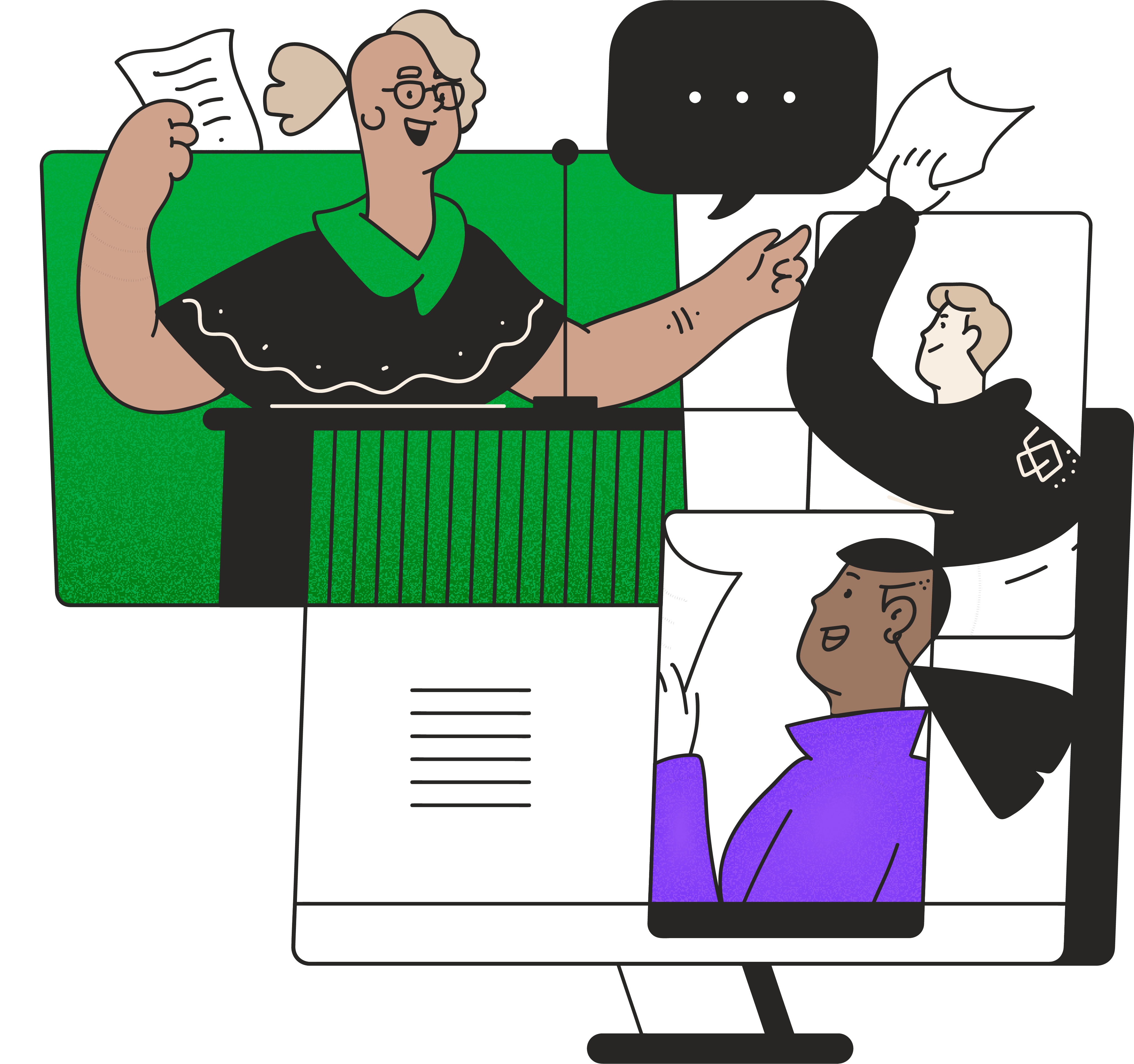 Random illustration of people in an office