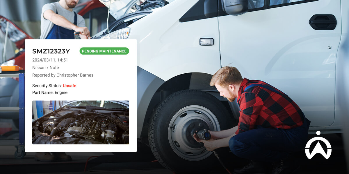 Cartrack showing mechanic servicing vehicle with digital display, addressing is fleet management hard through smart maintenance.