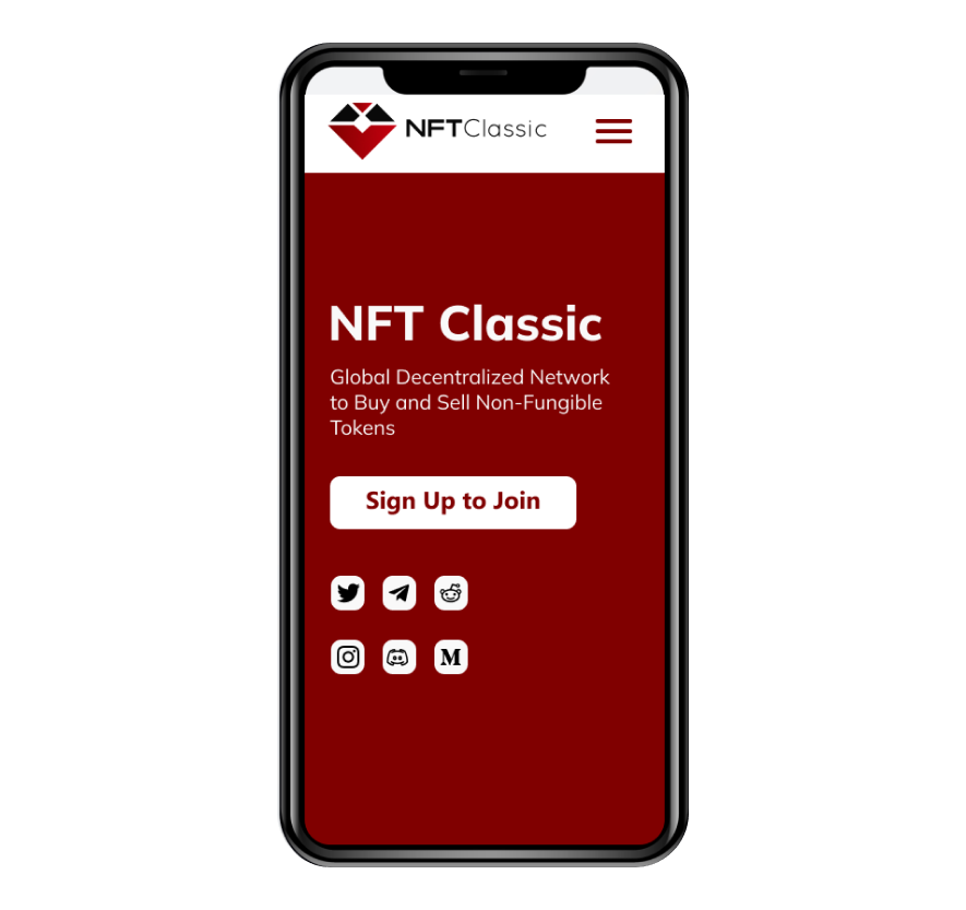 Mobile version NFT Classic website homepage