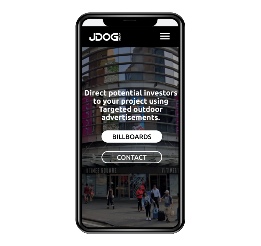 JDOG Media mobile homepage UI pic